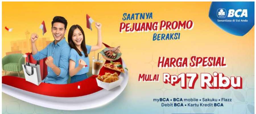 Rayakan HUT RI ke-80, BCA Tebar Promo Mulai Rp17 Ribu dan Diskon Hingga 80%